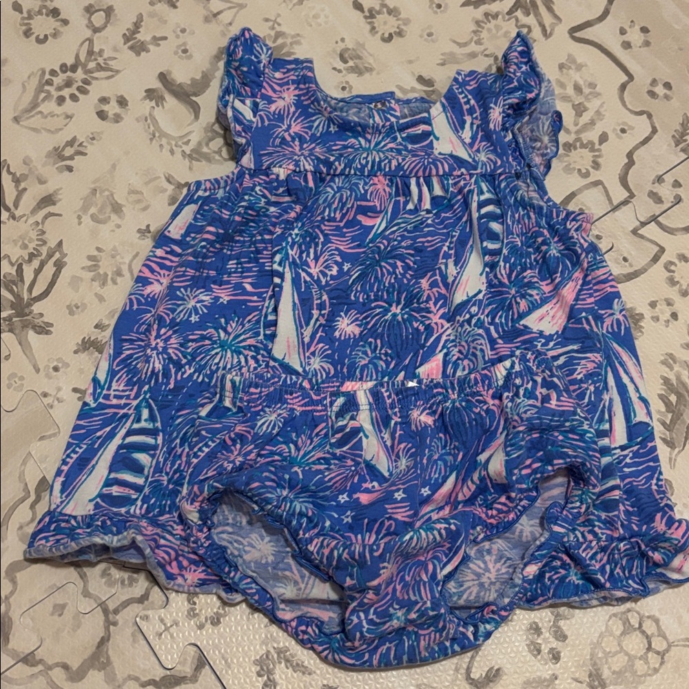 Lilly Pulitzer Cecily Boca Blue Its A Sailabration 12-18 months
